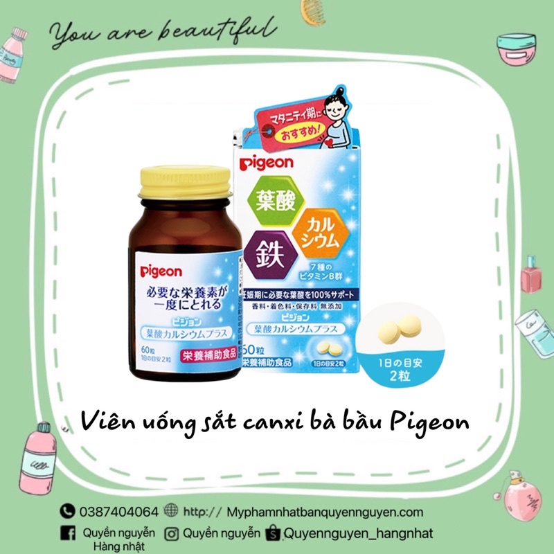 VIÊN UỐNG BẦU BẤU VITAMIN CANXI PIGEON NHẬT BẢN 60 VIÊN