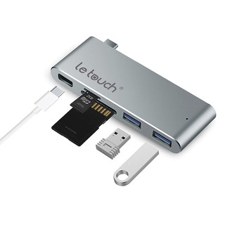Bộ chia cao cấp Le Touch (Canada) cho Macbook 5in1 (ra 1x USB-C PD, 2x USB 3.0, Khe đọc thẻ SD/ Micro SD)