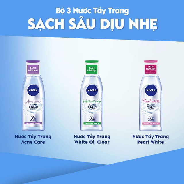 Nước Tẩy Trang Nivea Extra Bright Make Up Clear Micellar Water da thường [ 200ml  ]