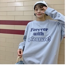 ZHELIHANGFEI Áo Sweater Dáng Rộng In Chữ Cá Tính Dễ Phối Đồ