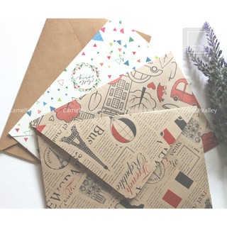 Phong bì thư giấy phong cách retro họa tiết thanh lịch