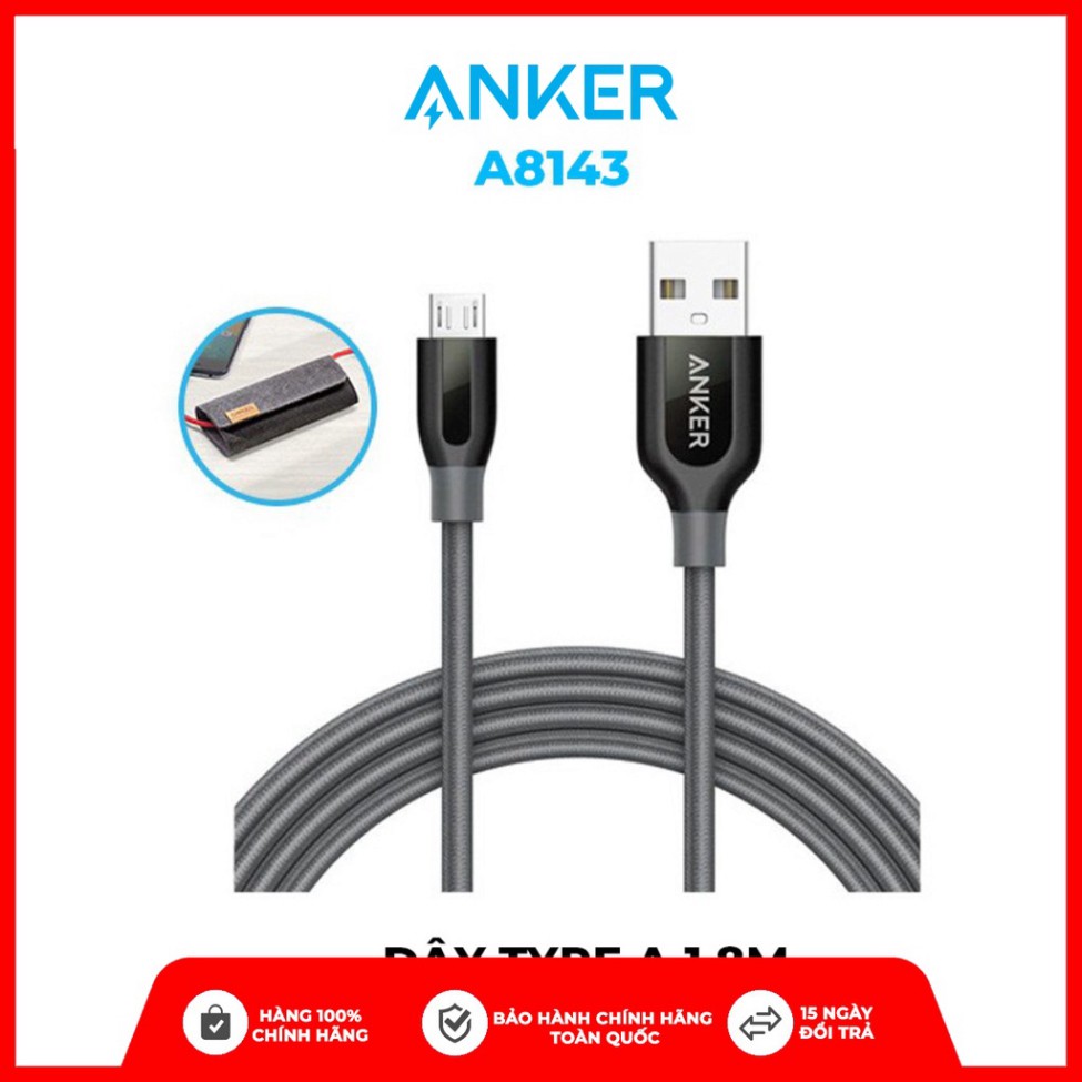 Cáp sạc ANKER PowerLine+ Micro USB dài 1.8m kèm bao da- A8143