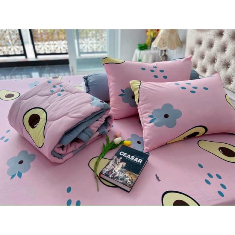 BỘ GA THUN HÀN TRẢI GIƯỜNG MẪU TRÁI BƠ SIÊU CUTE ( bộ 4 món) | BigBuy360 - bigbuy360.vn