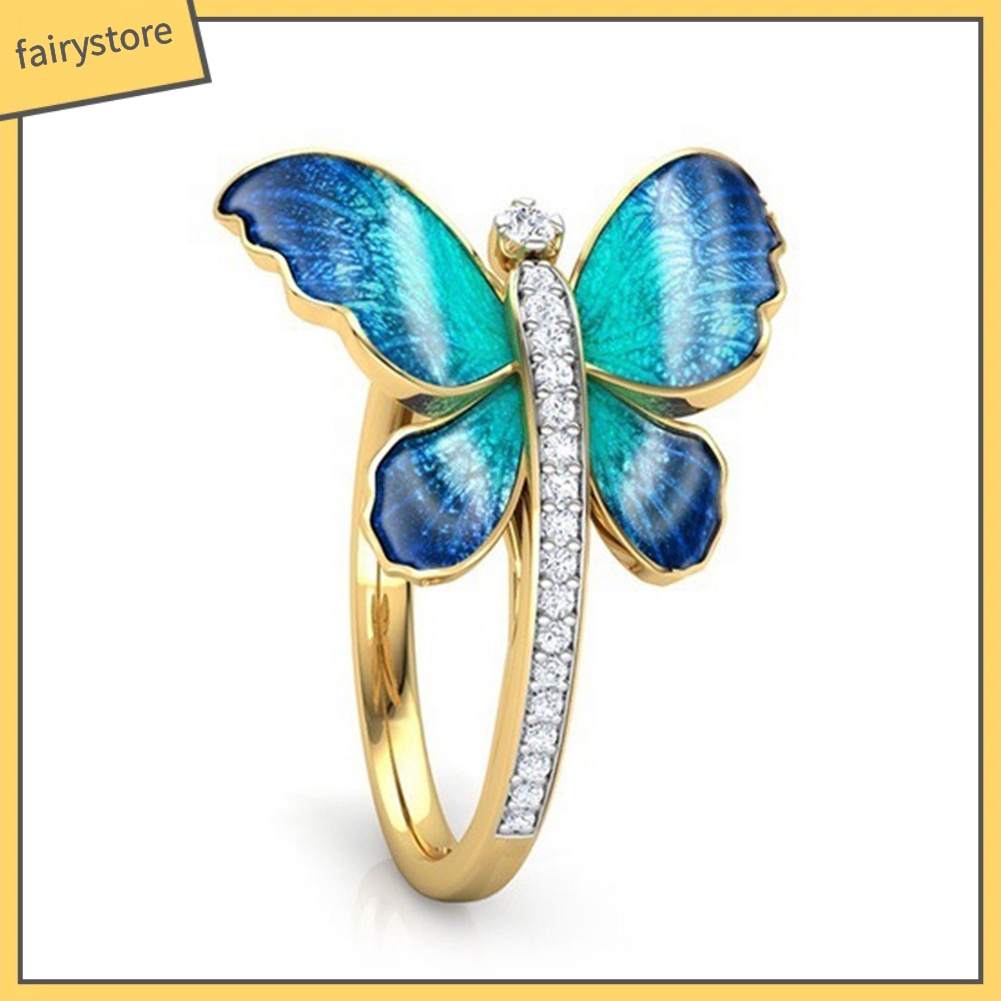 Nhẫn Hợp Kim Đính Đá Hình Bướm Xinh Xắn