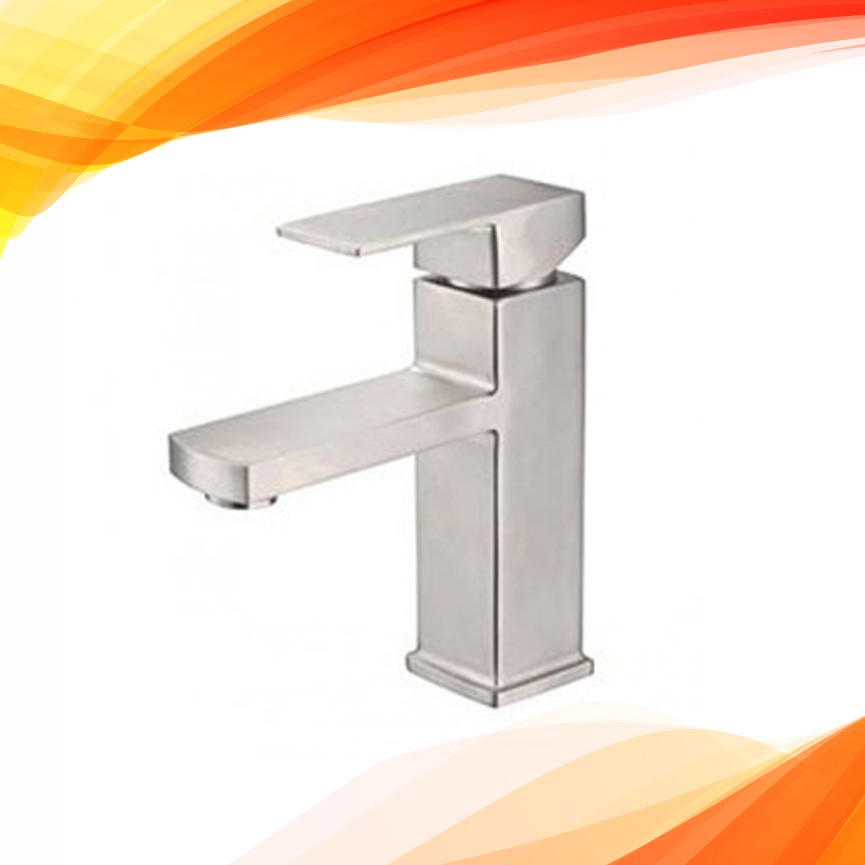 Bộ vòi chậu rửa mặt lavabo nóng lạnh inox 304 vuông 5006