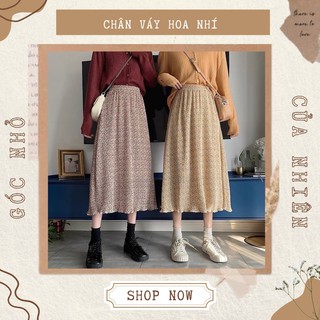 [ẢNH THẬT] Chân Váy Hoa Nhí Xếp Ly Pastel Vintage Có Sẵn Siêu Xinh (Bảng Màu Mới)