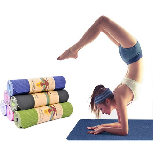 Thảm tập Yoga 2 lớp TPE dày 6mm, thảm tập Gym không thấm mồ hôi chống trơn trượt (183cm * 63cm * 6mm)