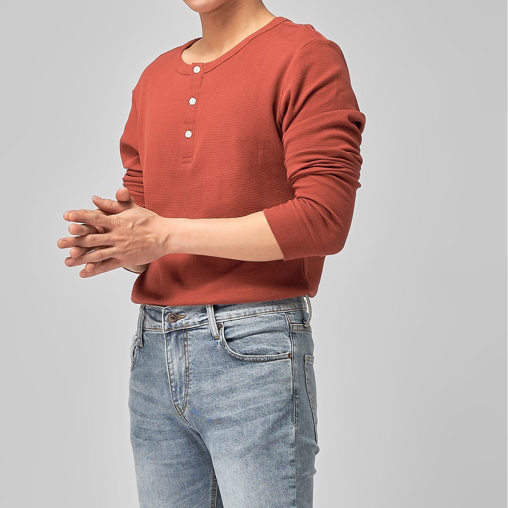 SATS36 | Hẻm Store| Aó Thun SATOSHI Waffle Dài Tay Đỏ chất liệu len pha cotton thoáng mát, thám hút mồ hôi,dáng vừa | BigBuy360 - bigbuy360.vn