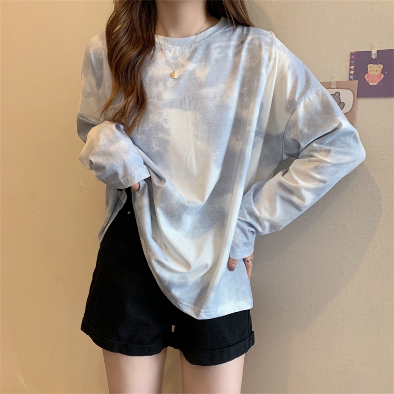 SUXI Áo Thun Nữ Cổ Tròn Dài Tay Kiểu Hàn Quốc Thích Hợp Cho Mùa Thu