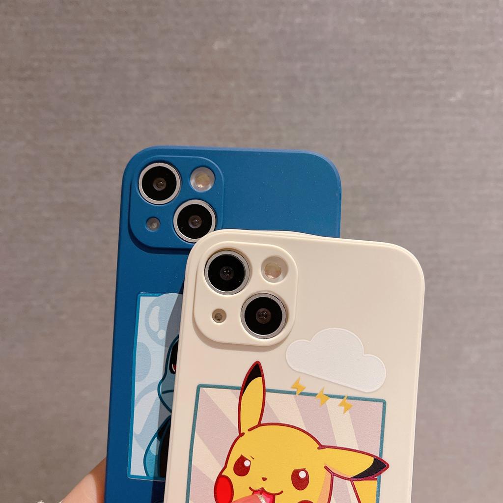 Ốp Điện Thoại In Hình Pikachu/Rùa Cho iPhone 13promax 12 11 7Plus X XR XSMax 8 7