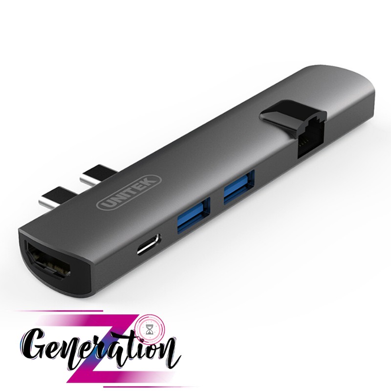 Bộ chuyển USB type-C sang HDMI +LAN + USB Unitek D008A