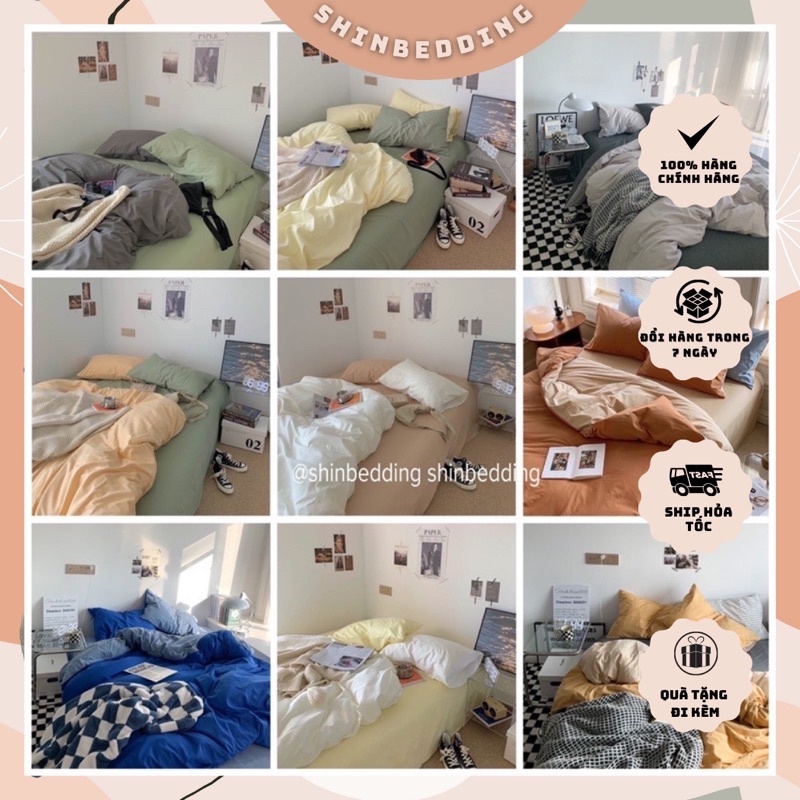 Set Bộ Vỏ Chăn Ga Cotton TC, Chất Cotton Mềm Mát - Nhiều Màu Sắc (shinbedding)