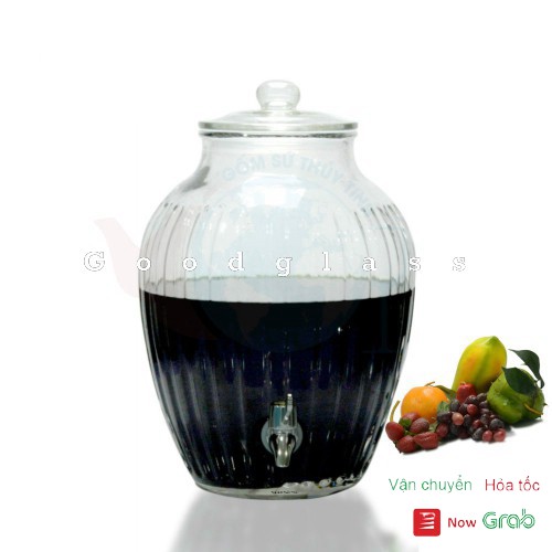 Bình ngâm thủy tinh sọc 15 lít có vòi