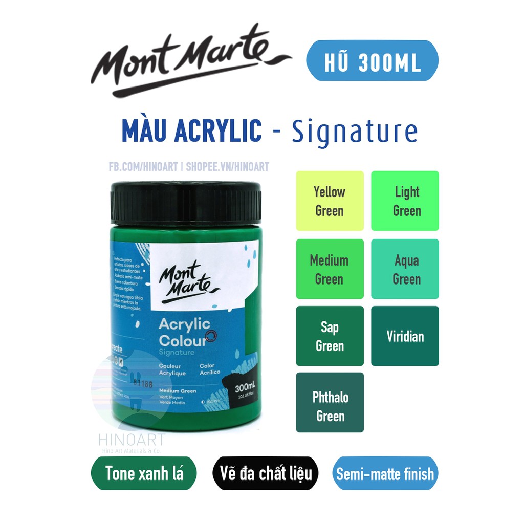 Tông xanh lá màu Acrylic Mont Marte - 300ml