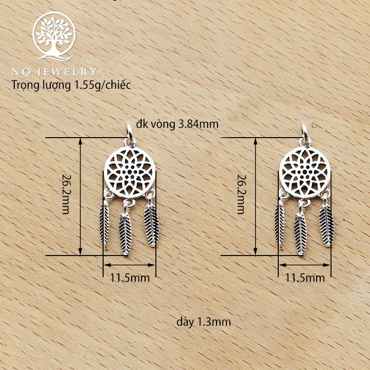 Charm bạc Mặt dream catcher treo - NQ Jewelry