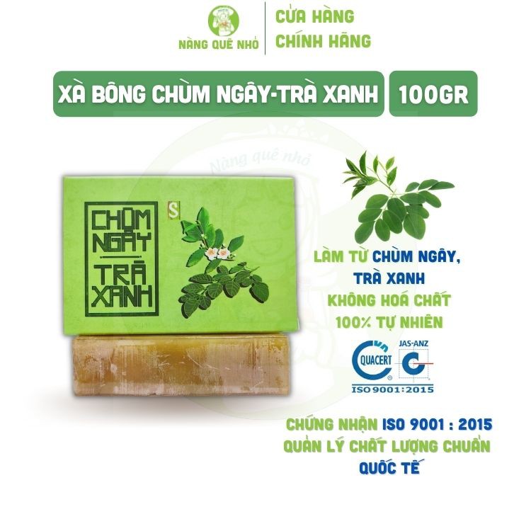 Xà Bông Chùm Ngây Trà Xanh Xà Bông Sinh Dược Ngừa Mụn Viêm Nang Lông Giảm Mẩn Ngứa 100gr