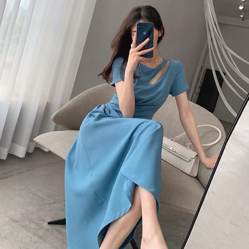 (SĂXN) Bigsize - Đầm body chiết eo che bụng, cut off cổ siêu xinh (Đủ size S đến 4XL)