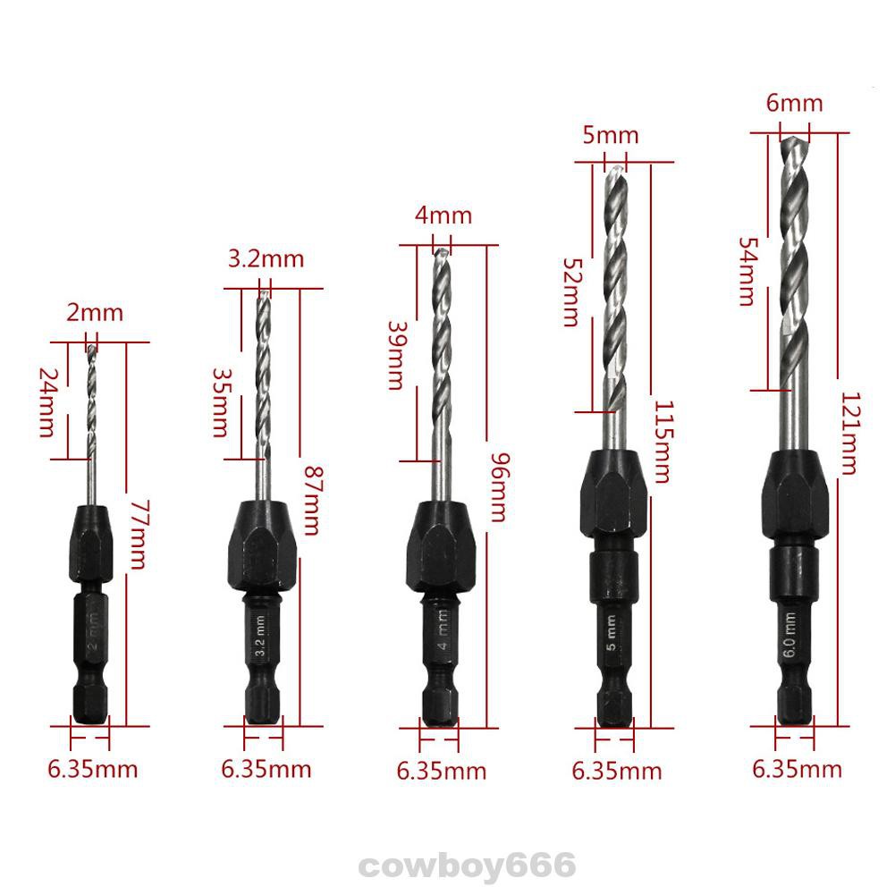 Carpentry Countersink High Speed Steel Non-Slip Quick Change Spiral Tight Clamping Drill Bit Set