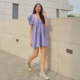 Váy tím tay phồng Fabric Holic
