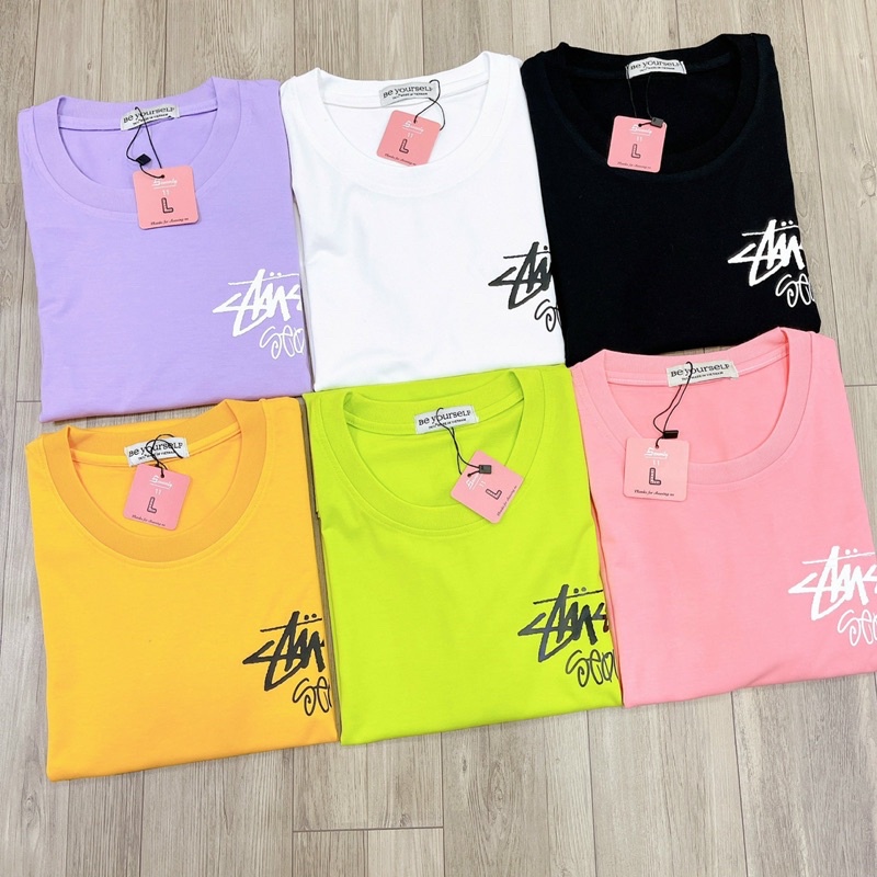 Áo Thun PHÔNG NAM NỮ UNISEX in Decal CHỮ GÓC STUSS-Y - Hình chụp thật