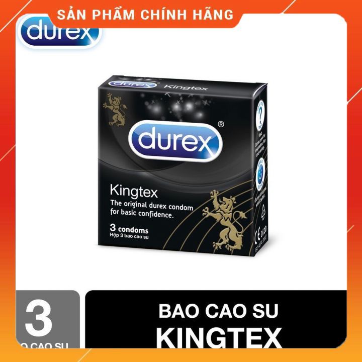 ( Có che tên ) Bao cau su Durex Kingtex hộp 3 chiếc