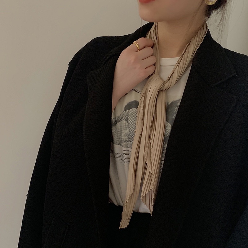 Khăn xếp li trơn nữ tính dễ thương công sở nhiều màu