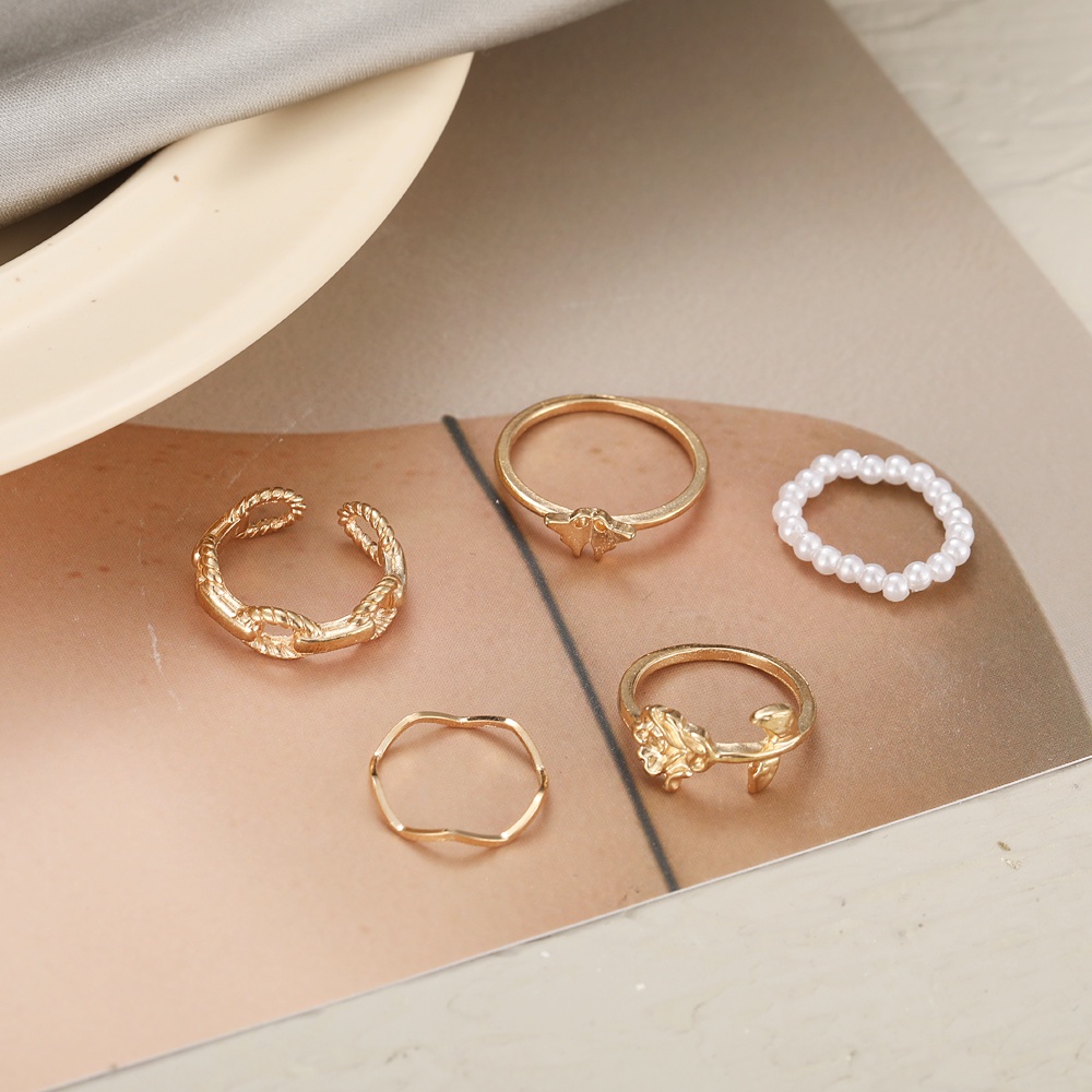 Nhẫn Kim Loại Hình Bướm Đính Ngọc Trai Nhân Tạo Thời Trang