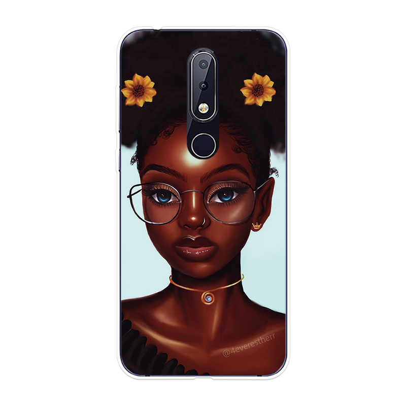 Nokia 6.1 7.1 Plus 8 8.1 X6 X7 Soft TPU Silicone Phone Case Cover Black Girl