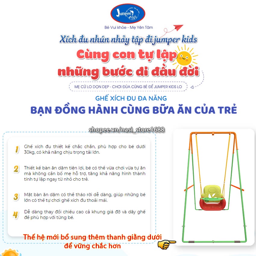 Ghế xích đu đa năng Jumper Kids tích hợp bàn ăn dặm  dùng với khung xích đu nhún nhảy Jumper Kids