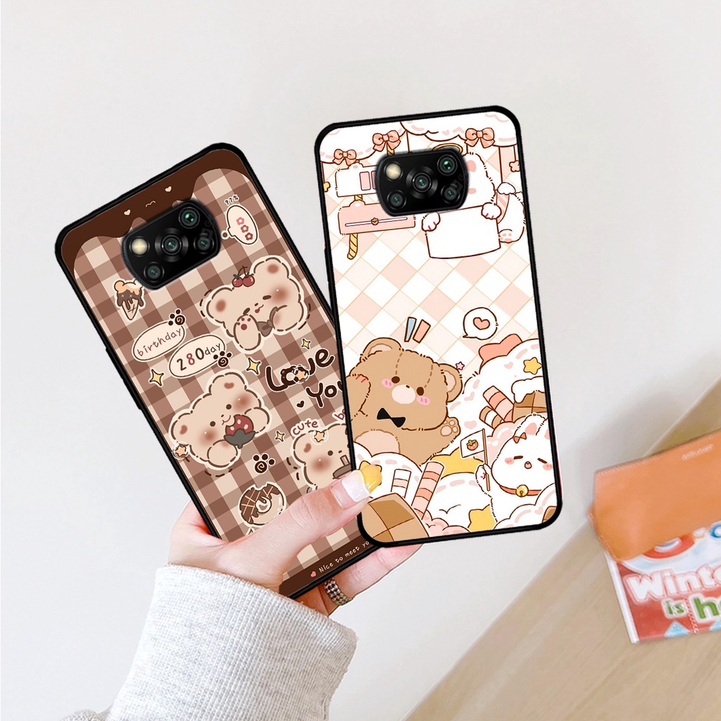 Ốp lưng Xiaomi Poco X3 / Poco X3 Pro in hình caro gấu thỏ dễ thương