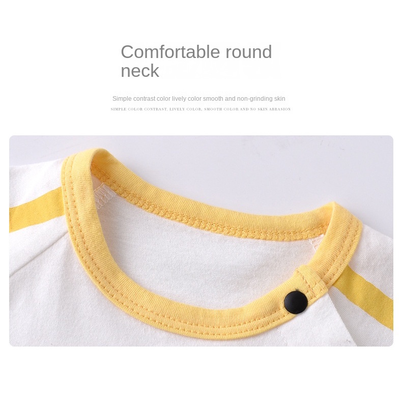 Bộ Áo Liền Quần Tay Ngắn Bằng Vải Cotton Họa Tiết Hoạt Hình Dễ Thương Cho Bé Trai Và Gái 0-24 Tháng Tuổi