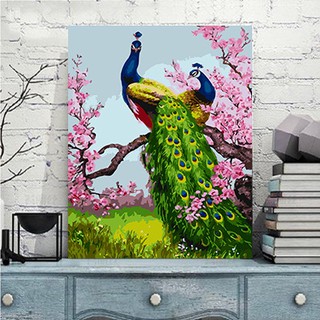 Tranh sơn dầu tự tô số hóa tự vẽ động vật 40x50cm khung