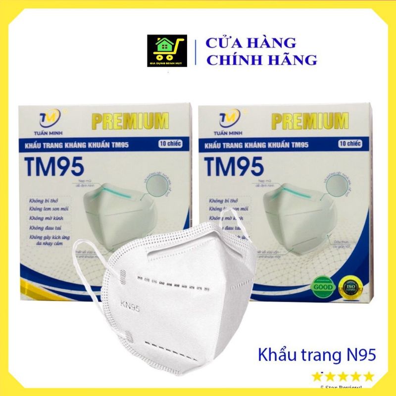 (Sỉ 100 cái) Khẩu trang y tế N95 không Van TM95 Tuấn Minh