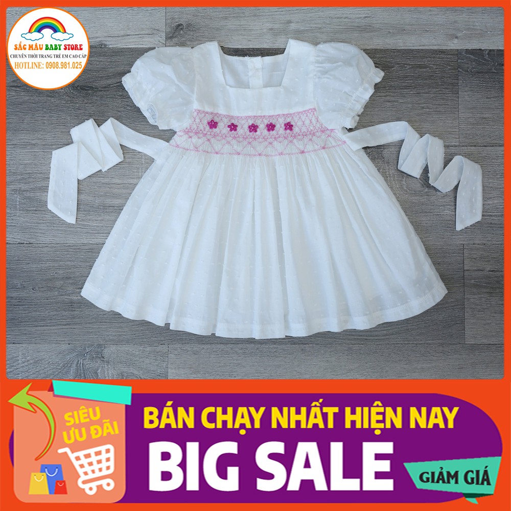 ĐẦM SMOCK  TRẮNG HOA NHÍ