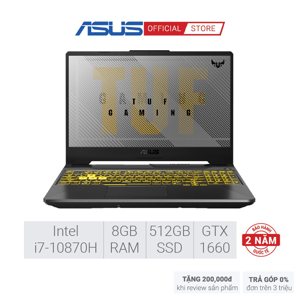 Laptop ASUS TUF FX506LU-HN138T i710870H 8GB 512GB GTX1660Ti 15.6''144Hz W10