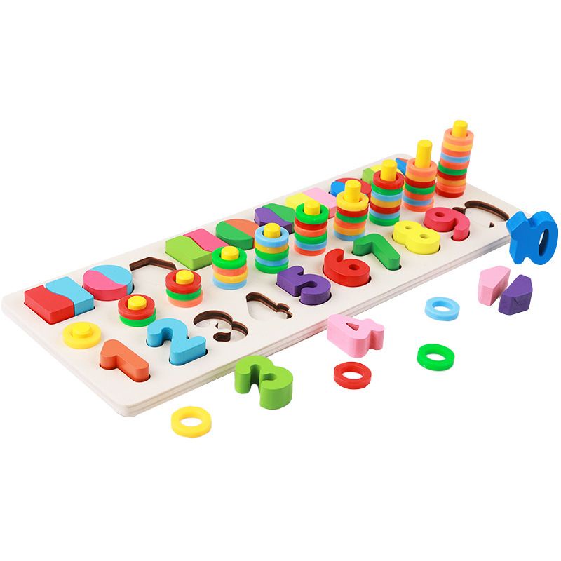 Bảng gỗ 3 dòng ghép số và hình (2 mẫu ),,,