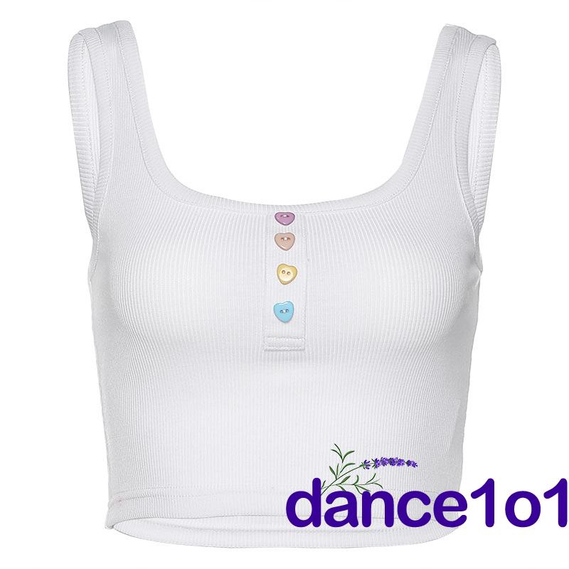 Áo Sát Nách Phối Nút Thiết Kế Đơn Giản Cho Nữ