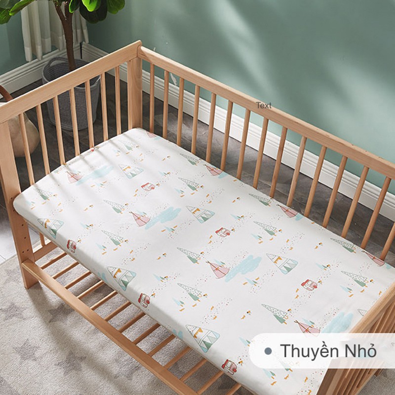 Ga Bọc Chống Thấm Bọc Đệm Cũi Cho Bé Bằng Vải Cotton Dệt Kim Thoáng Mát, Thoát Mồ Hôi KUB