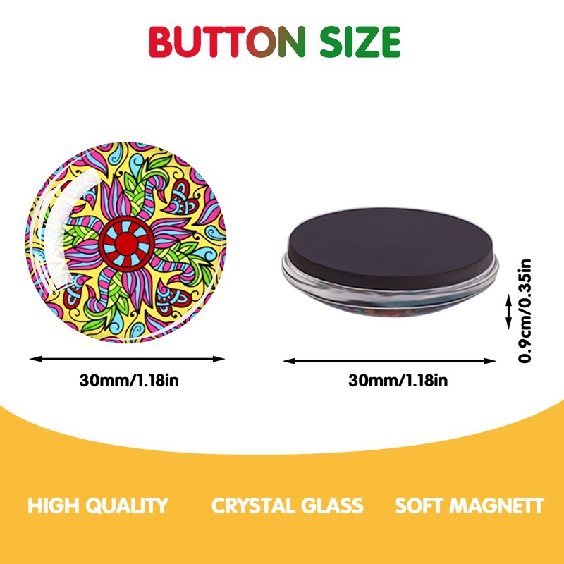Bộ 12 Nam Châm Gắn Tủ Lạnh Hình Hoa Mandala