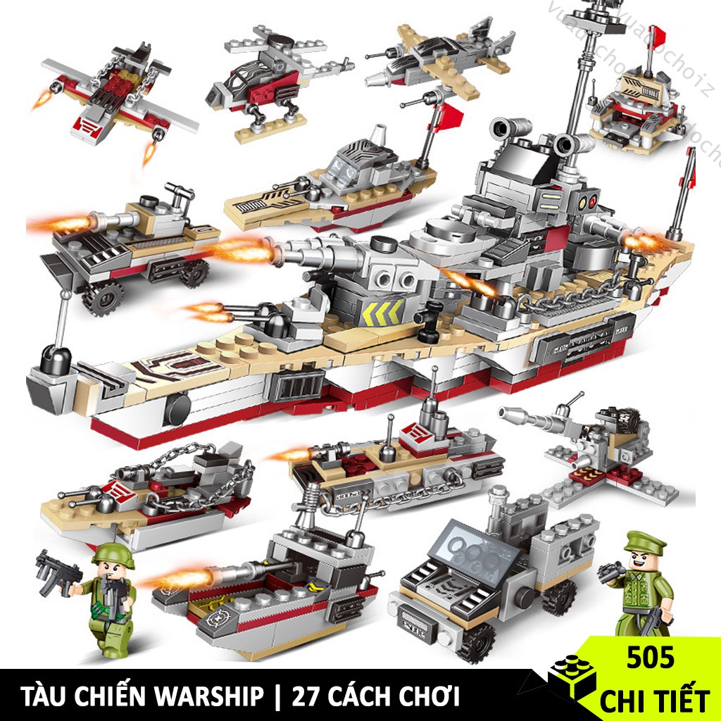 Đồ chơi lắp ráp Tàu Chiến WARSHIP lắp ghép mô hình Máy bay chiến đấu 502 Chi Tiết Đồ chơi bé trai