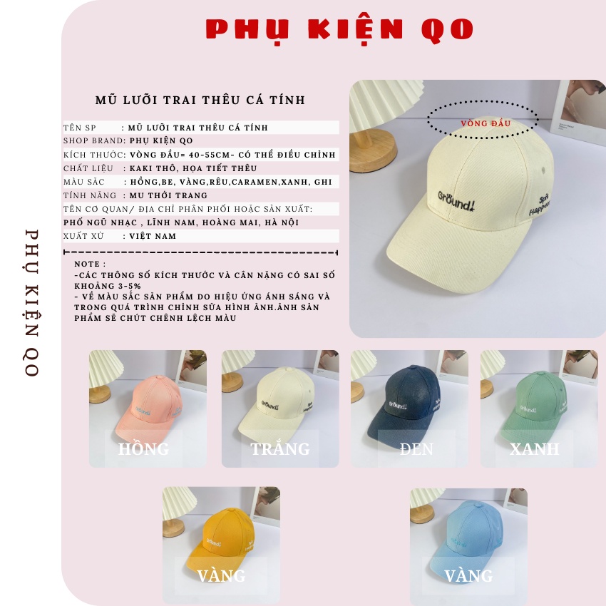 Mũ lưỡi trai thêu chữ GROULD họa tiết cá tính CAP10