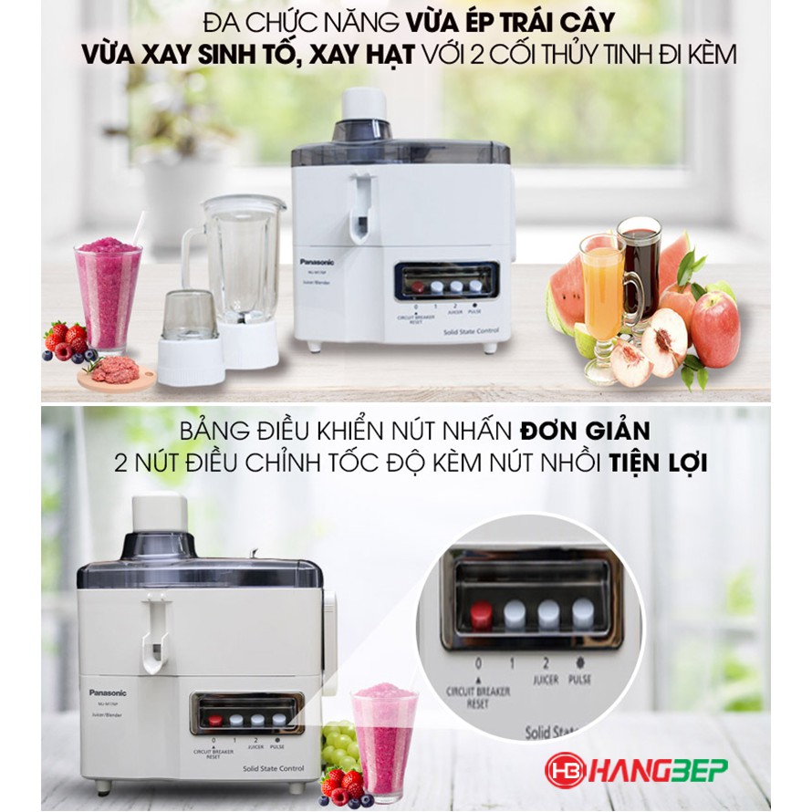 Máy xay ép trái cây đa năng Panasonic MJ-M176PWRA - Mới 100%, bảo hành chính hãng 12 tháng