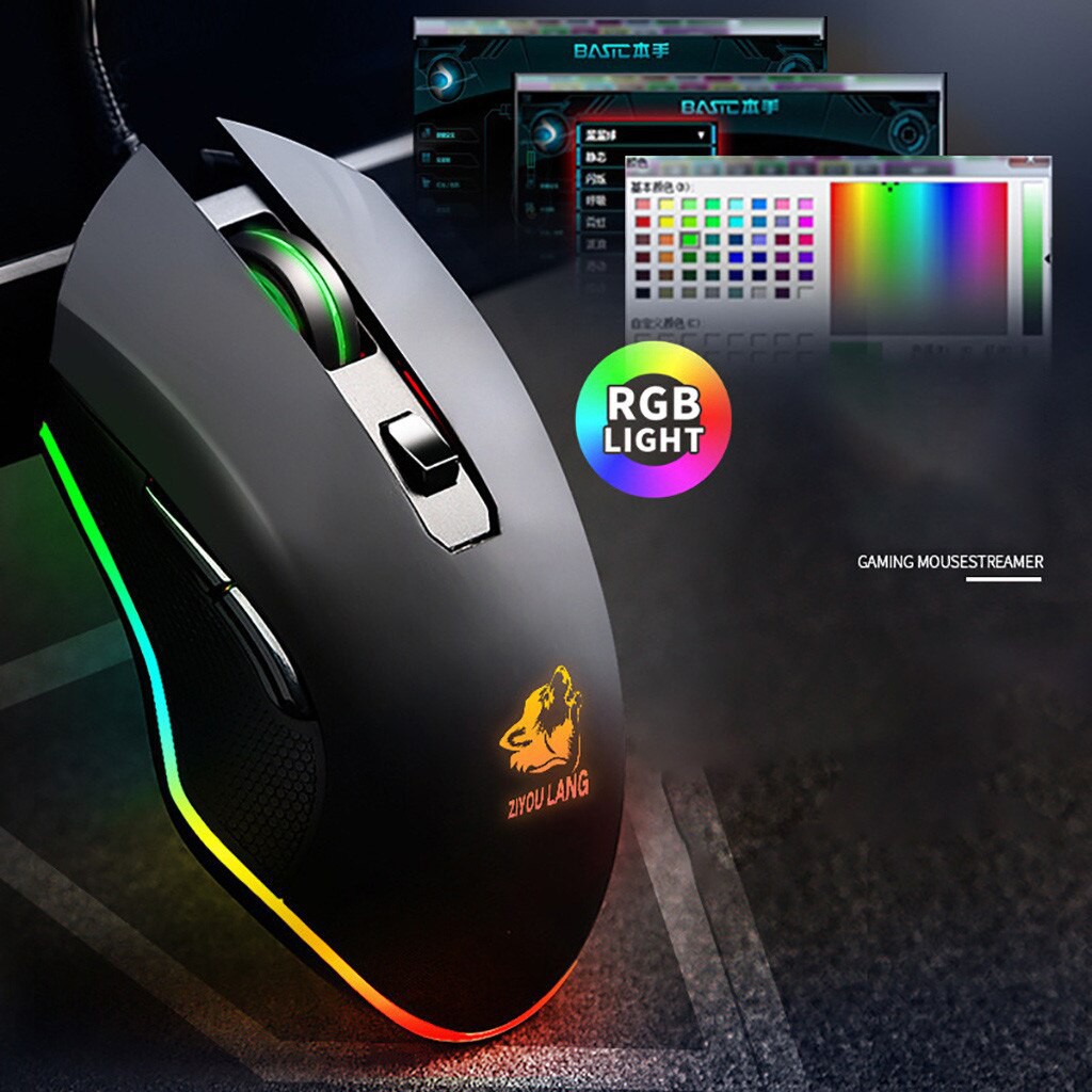 Chuột Máy Tính Chơi Game Free Wolf V1 - Cao Cấp có LED RGB - Tự Động Đổi Màu Cực Đẹp - Siêu Bền