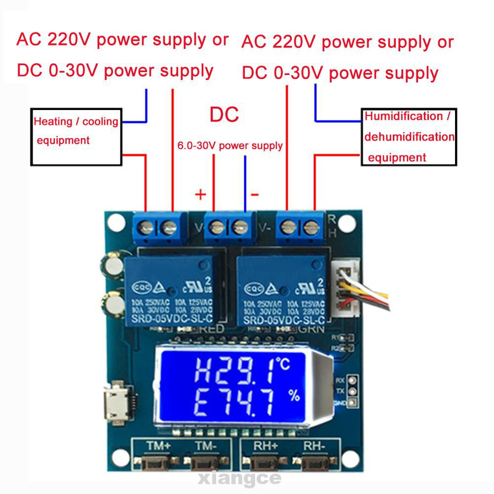 Bộ Điều Khiển Nhiệt Độ Độ Ẩm Cảm Biến Công Nghiệp Micro Usb Độ Chính Xác Cao Màn Hình Lcd