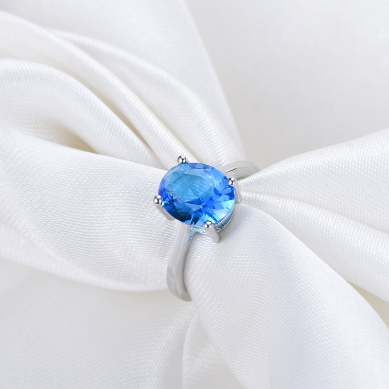 Nhẫn Bạc 925 Đính Đá Topaz Xanh Phong Cách Cổ Điển