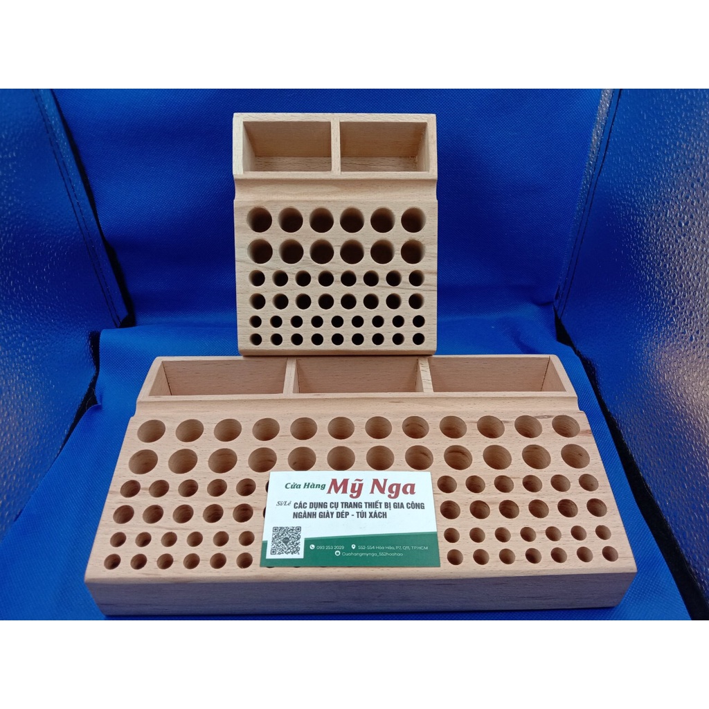 Khay gỗ đựng dụng cụ tiện lợi ngành da handmade