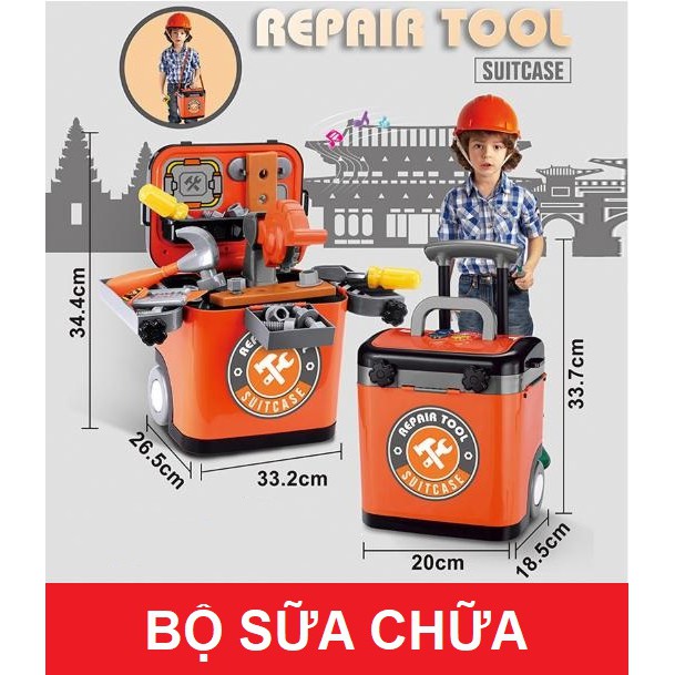 Đồ chơi nhà bếp, trang điểm, BBQ, sửa chữa, bác sỹ hình valy kéo cho bé