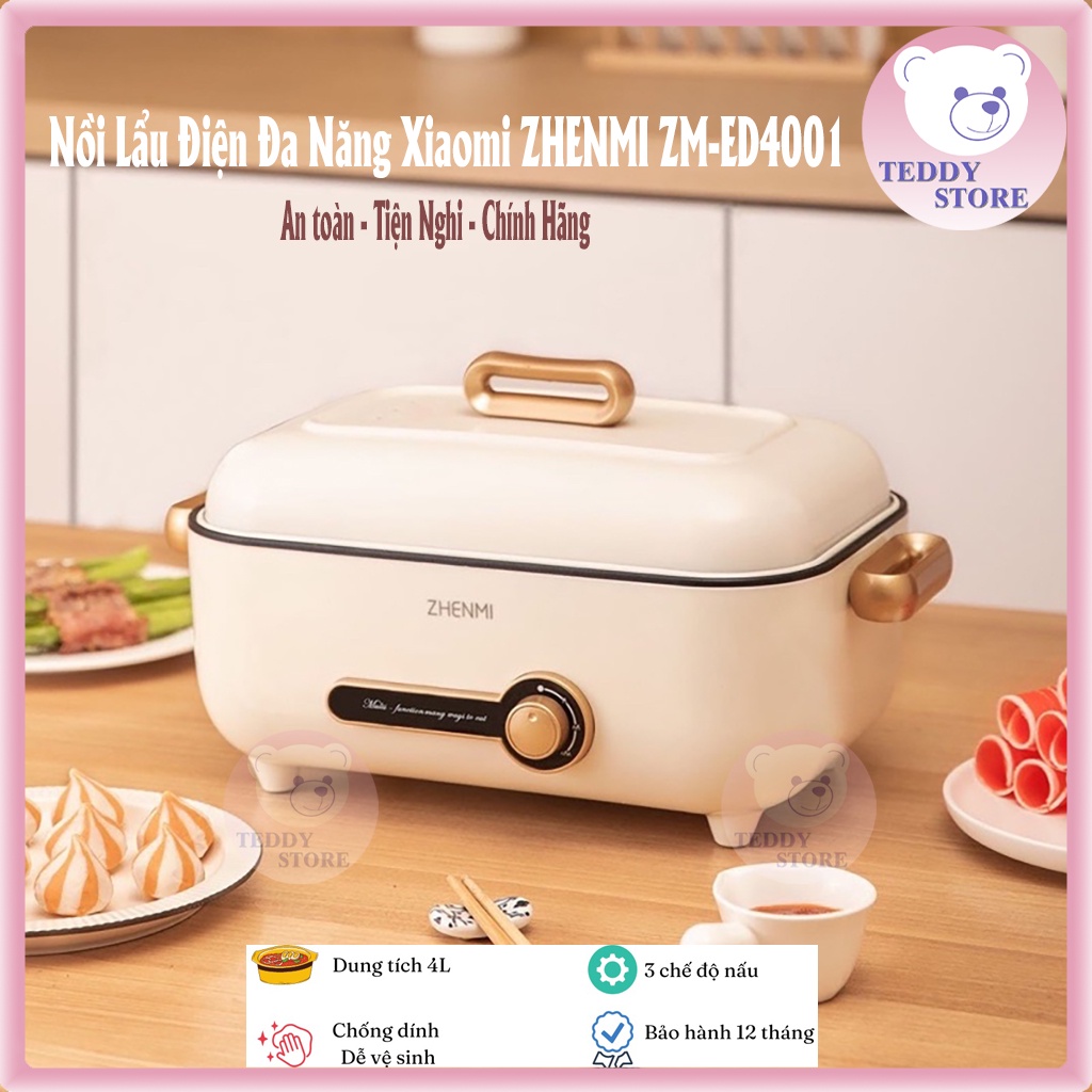 Nồi Lẩu Điện Đa Năng Xiaomi ZHENMI ZM-ED4001, Nồi Lẩu Điện Đa Năng Cho Gia Đình công suất 1500w, dung tích 4l