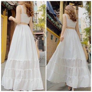ĐẦM MAXI TRẮNG HAI DÂY