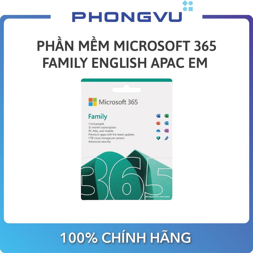 Phần mềm Microsoft 365 Family English APAC EM Subscr 1YR Medialess P8